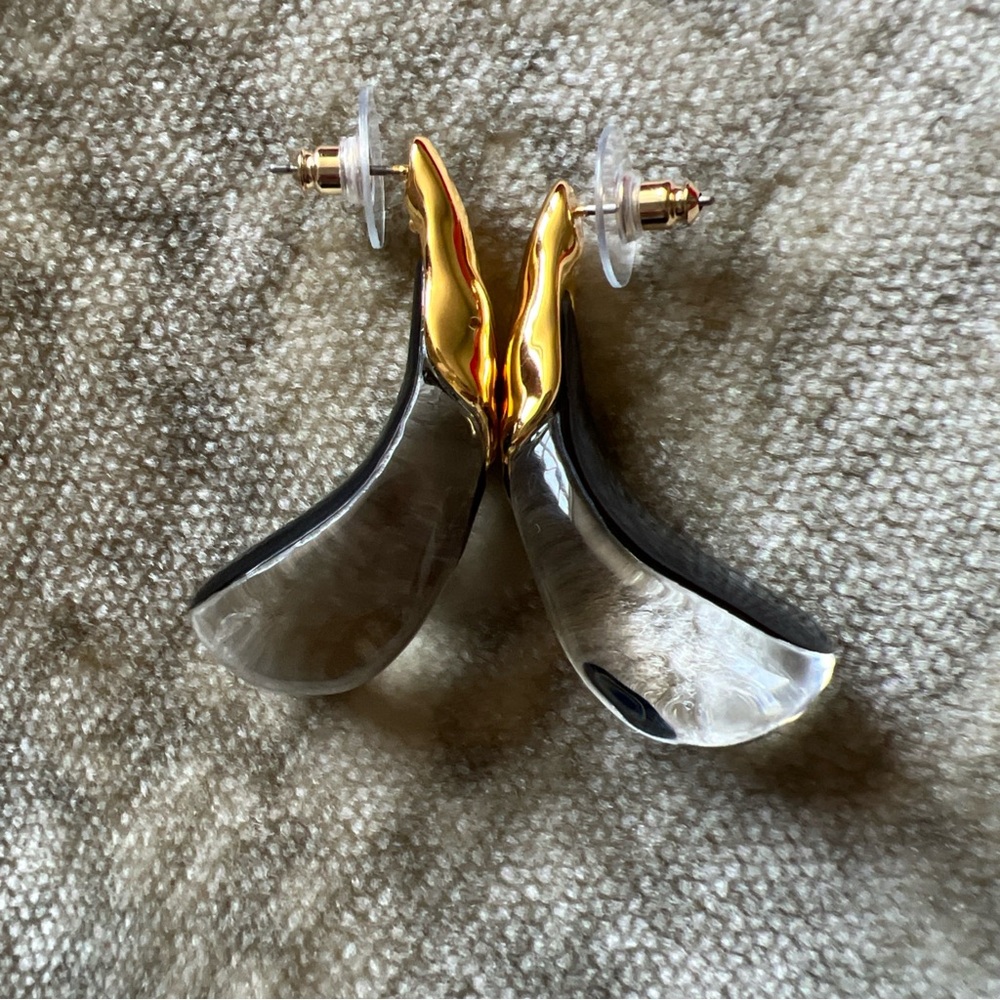 Alexis Bittar Luminous Lucite Arched Large Post Earring Sweet Melon Gold💖NWt - Picture 8 of 10